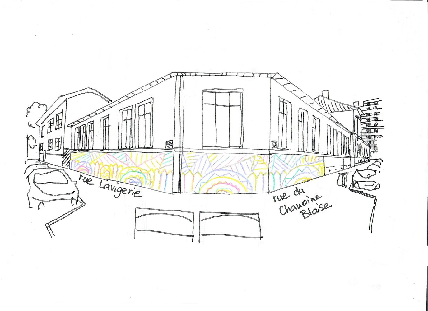 Image média: Une fresque sur la façade de l'école maternelle Charlemagne 